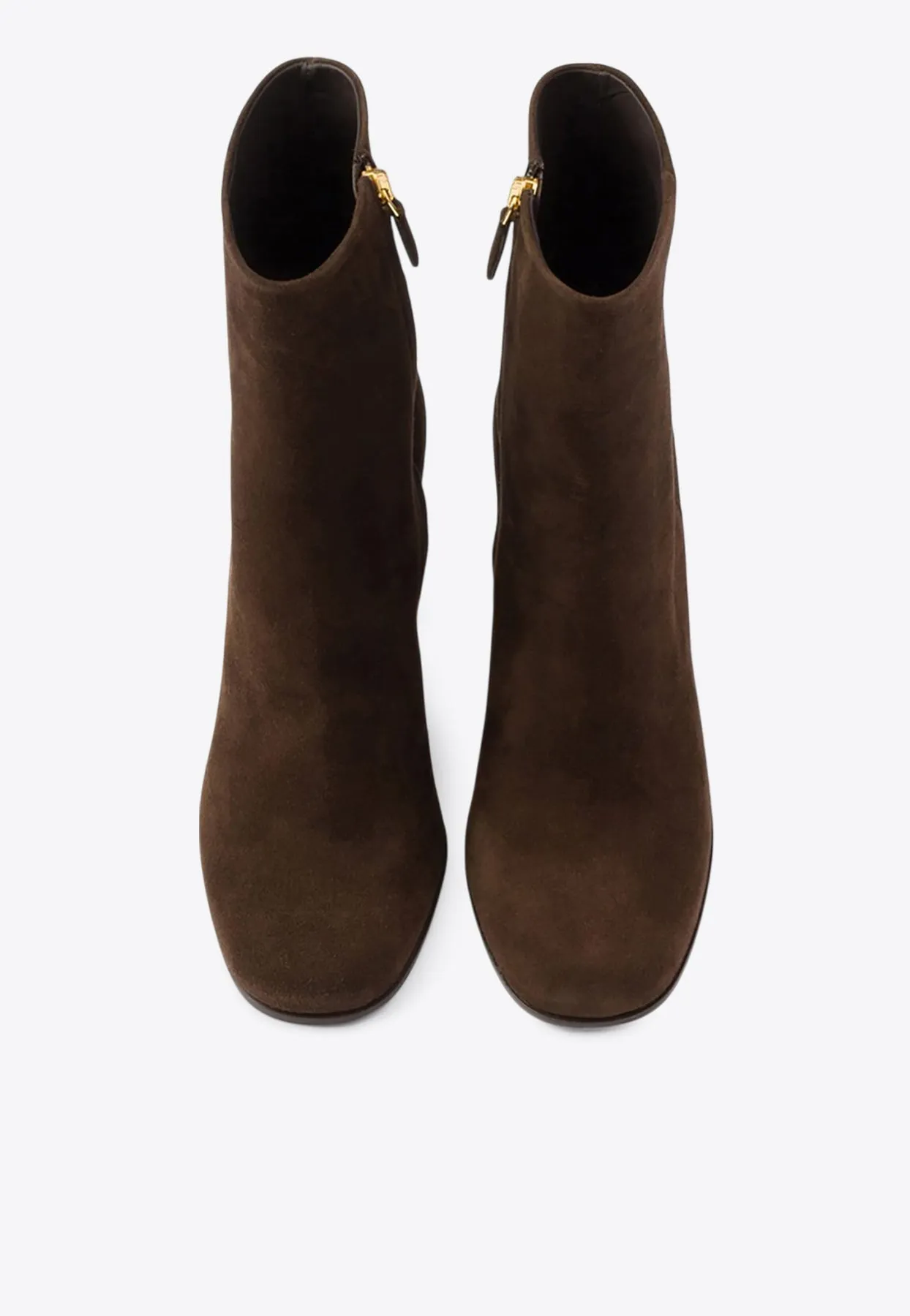 85 Triangle Logo Suede Ankle Boots