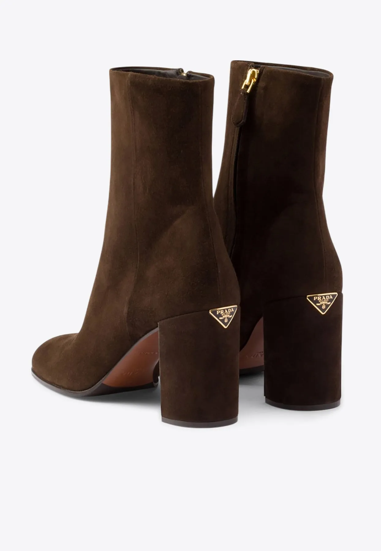 85 Triangle Logo Suede Ankle Boots