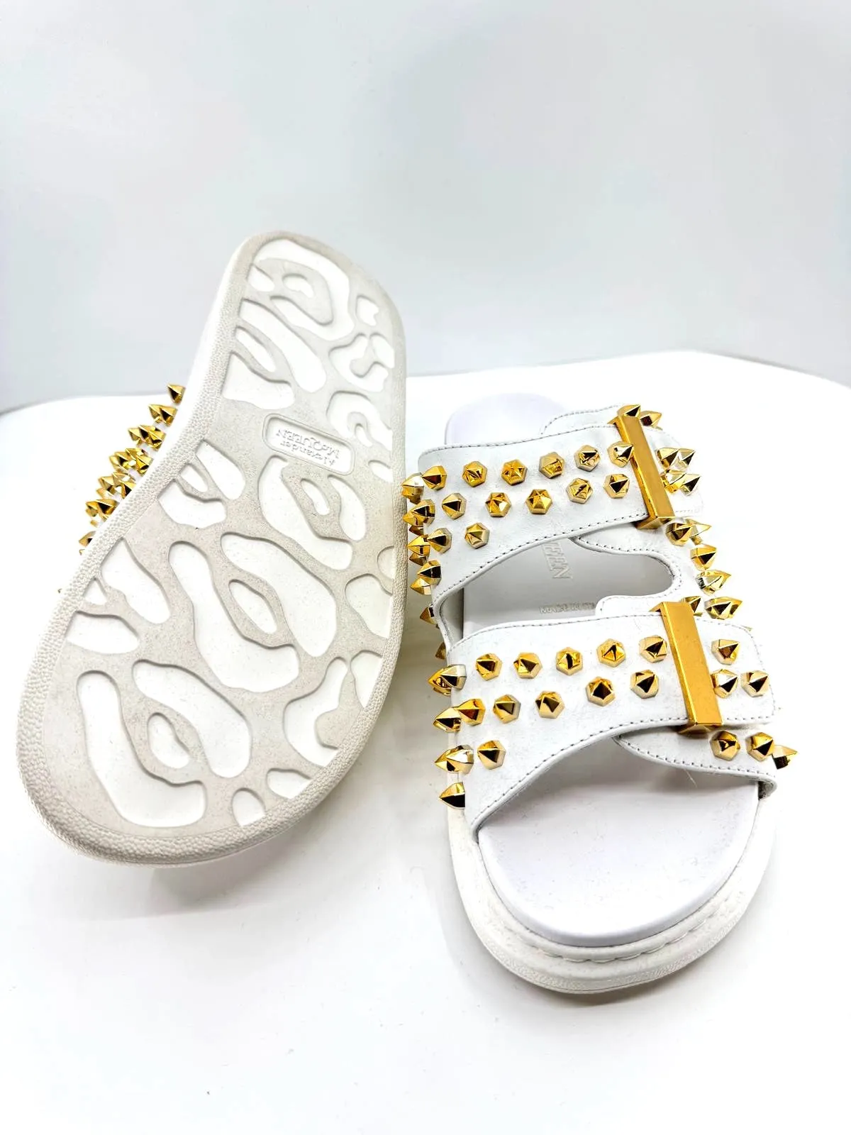 ALEXANDER MCQUEEN HYBRID DOUBLE-BUCKLE SLIDE SANDALS