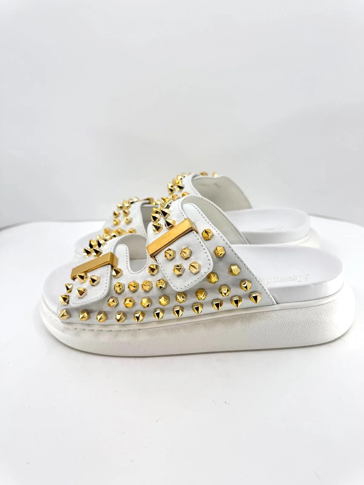 ALEXANDER MCQUEEN HYBRID DOUBLE-BUCKLE SLIDE SANDALS
