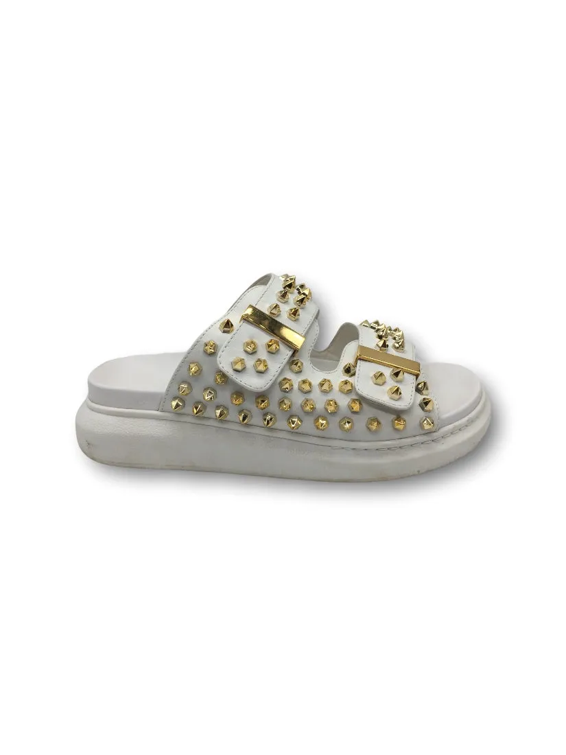 ALEXANDER MCQUEEN HYBRID DOUBLE-BUCKLE SLIDE SANDALS