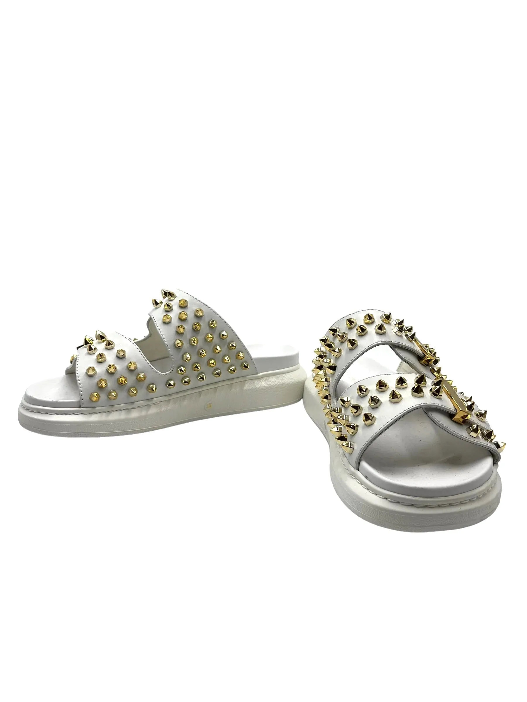 ALEXANDER MCQUEEN HYBRID DOUBLE-BUCKLE SLIDE SANDALS
