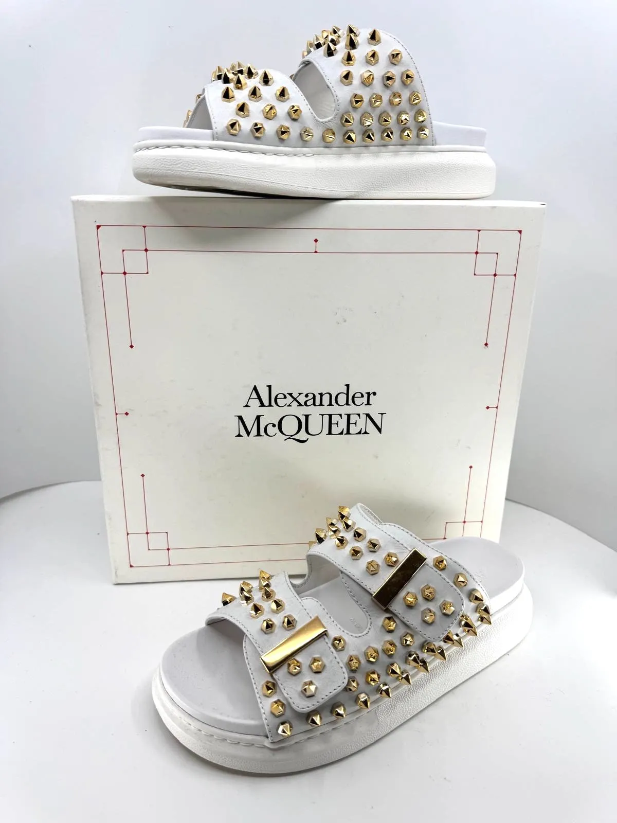 ALEXANDER MCQUEEN HYBRID DOUBLE-BUCKLE SLIDE SANDALS