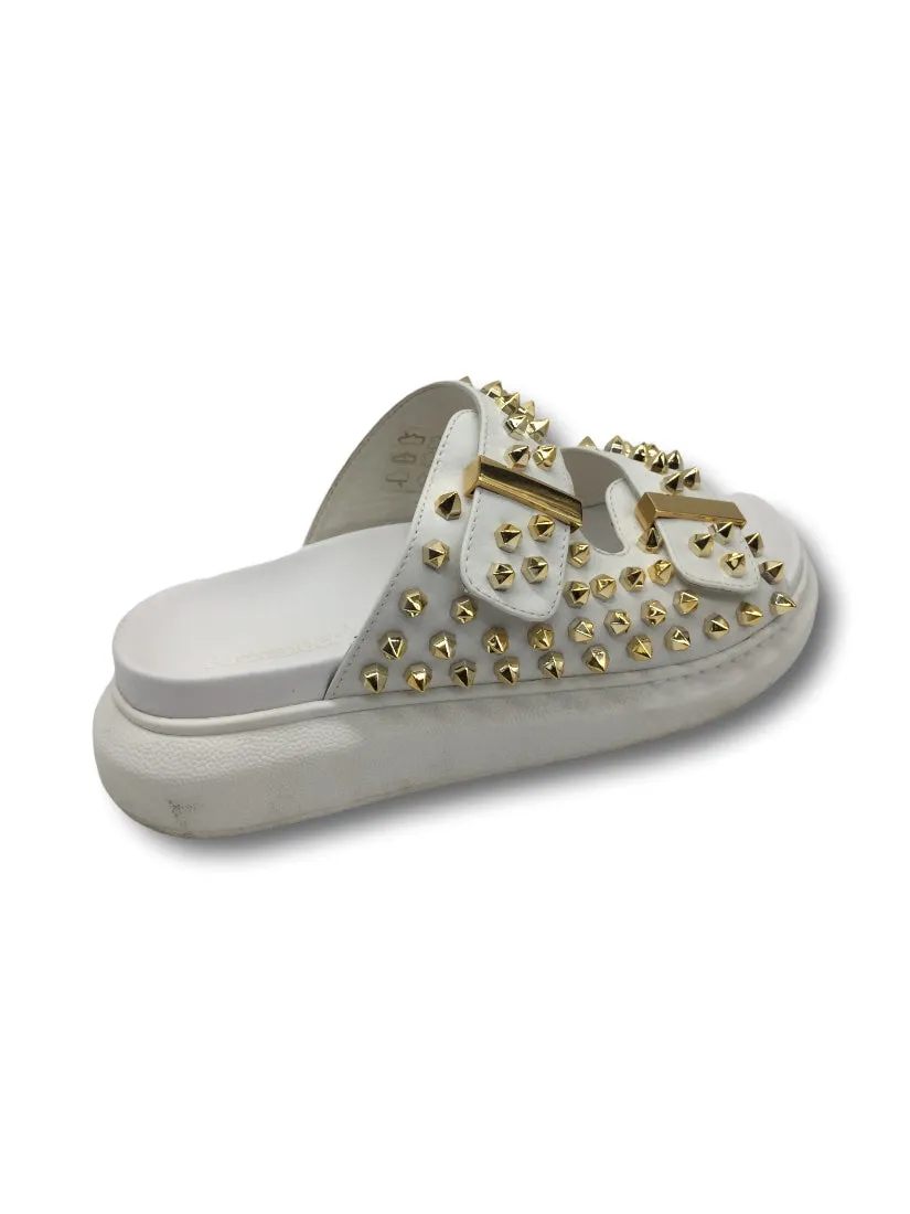 ALEXANDER MCQUEEN HYBRID DOUBLE-BUCKLE SLIDE SANDALS