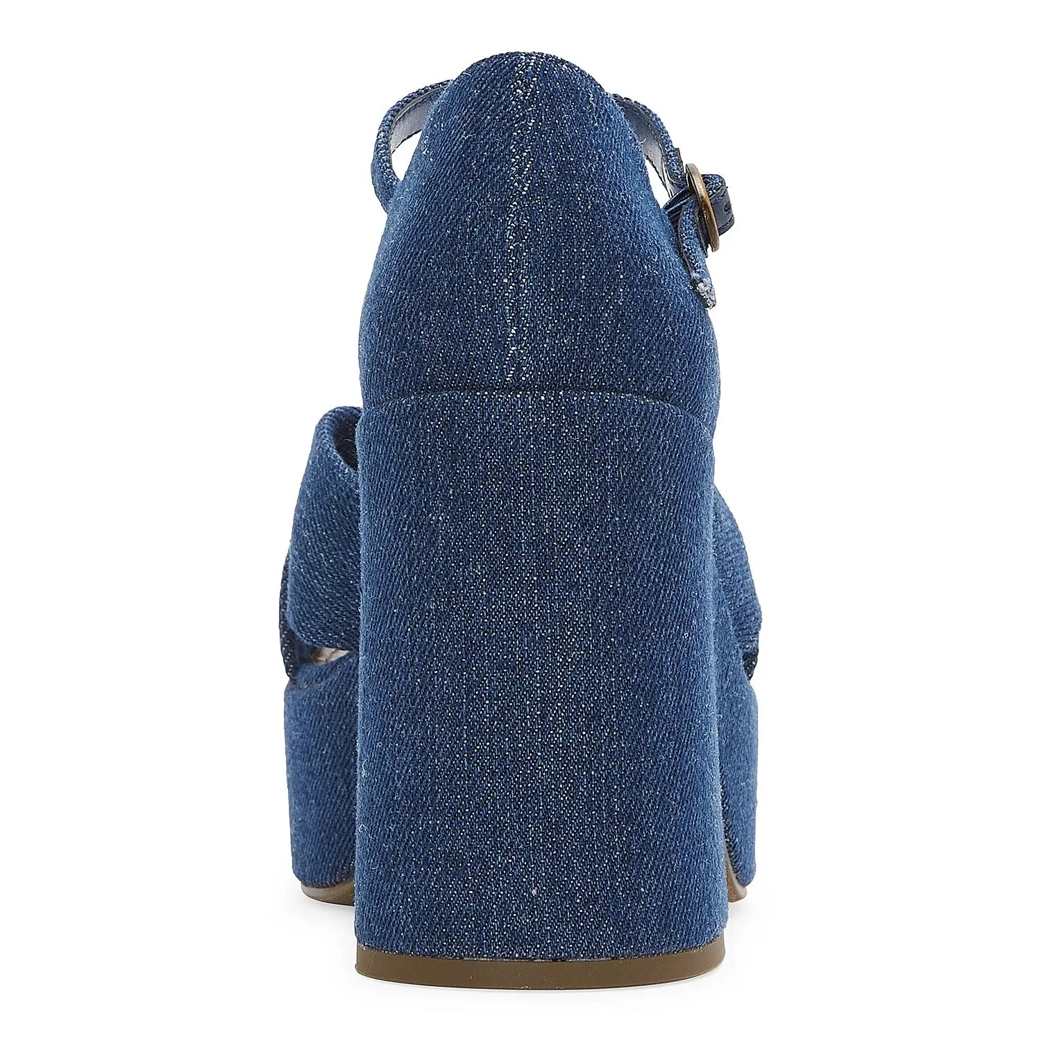 A.N.A KNOT BLOCK HEEL DENIM SANDAL IN BLUE
