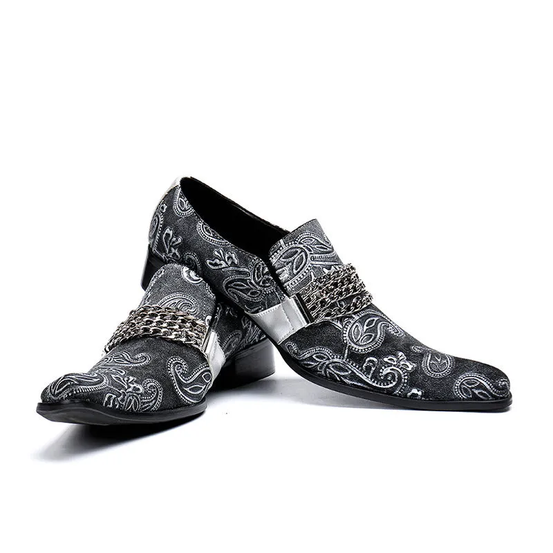 AOMISHOES™  Argento Paisley Dress Shoes 9185