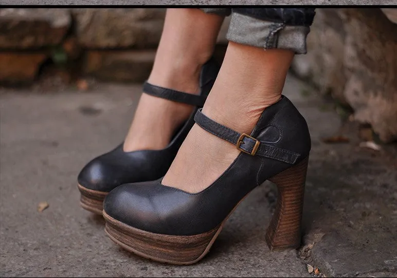 ARTMU VINTAGE INSPIRED BLOCK HEELED HIGH SHOES