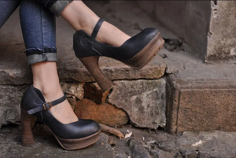 ARTMU VINTAGE INSPIRED BLOCK HEELED HIGH SHOES