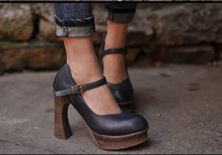ARTMU VINTAGE INSPIRED BLOCK HEELED HIGH SHOES