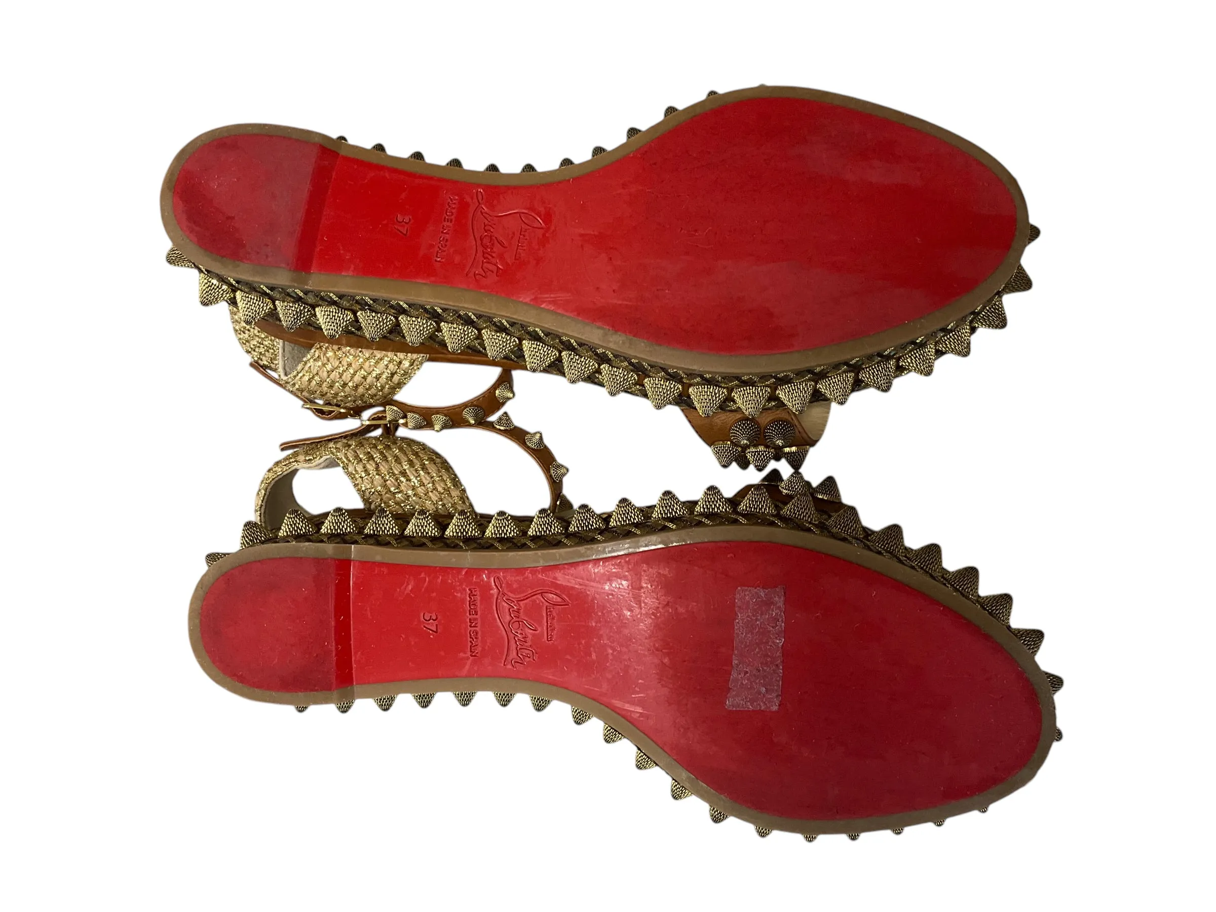 Authentic Christian Louboutin Gold Spiked Sandals.Size 6.5