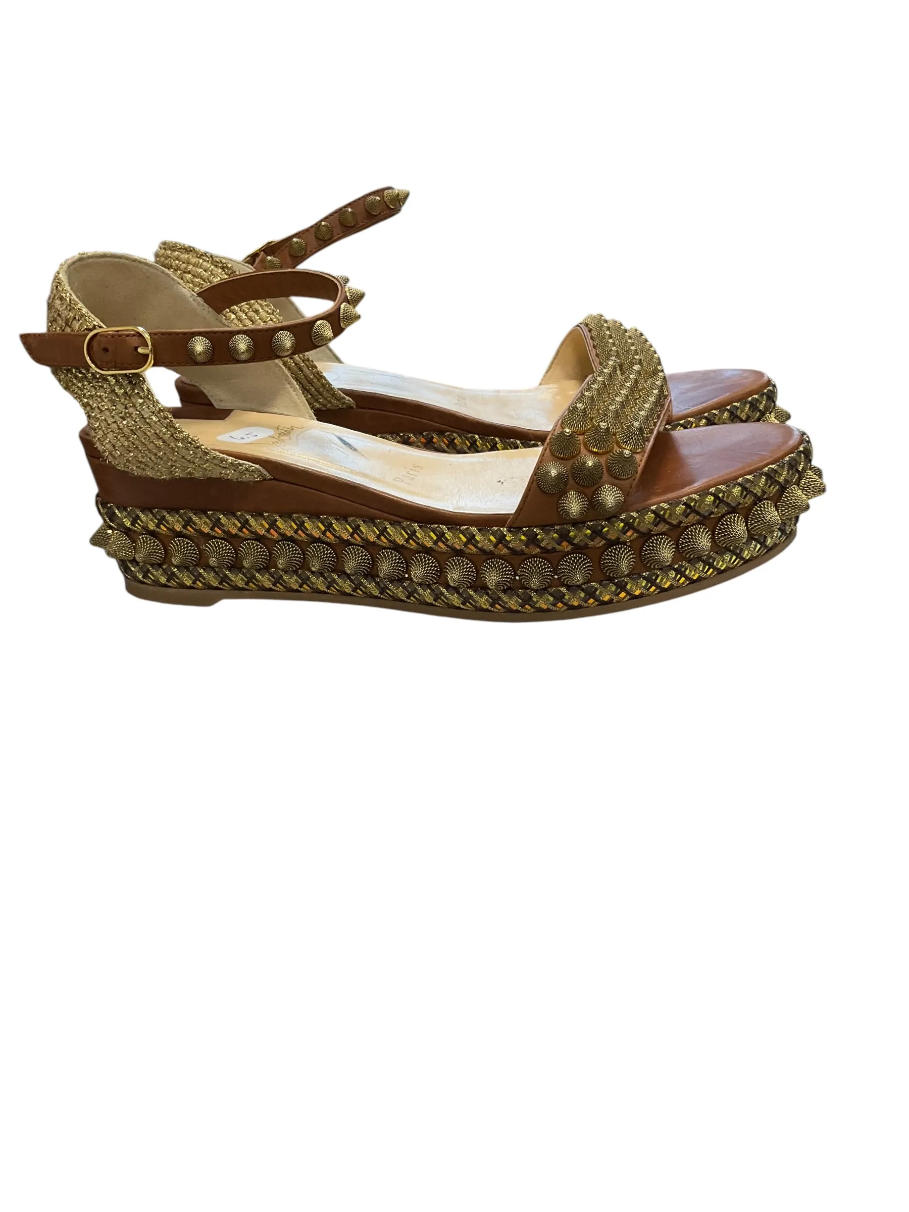 Authentic Christian Louboutin Gold Spiked Sandals.Size 6.5