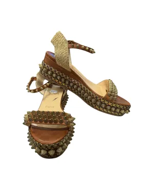 Authentic Christian Louboutin Gold Spiked Sandals.Size 6.5