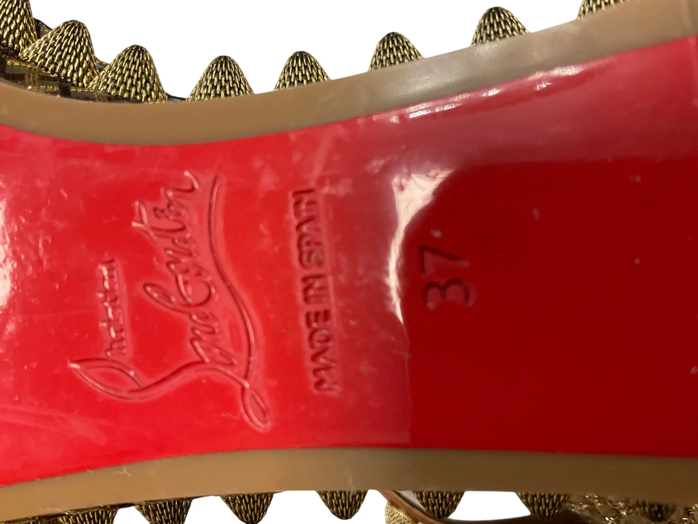 Authentic Christian Louboutin Gold Spiked Sandals.Size 6.5