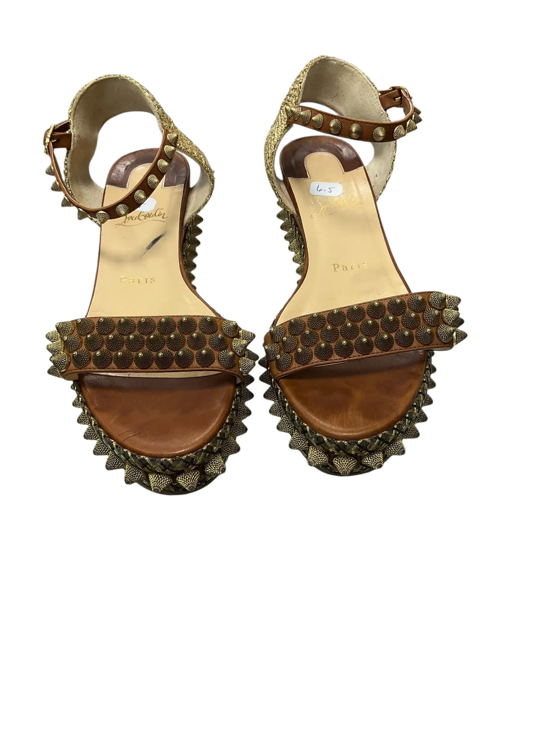 Authentic Christian Louboutin Gold Spiked Sandals.Size 6.5
