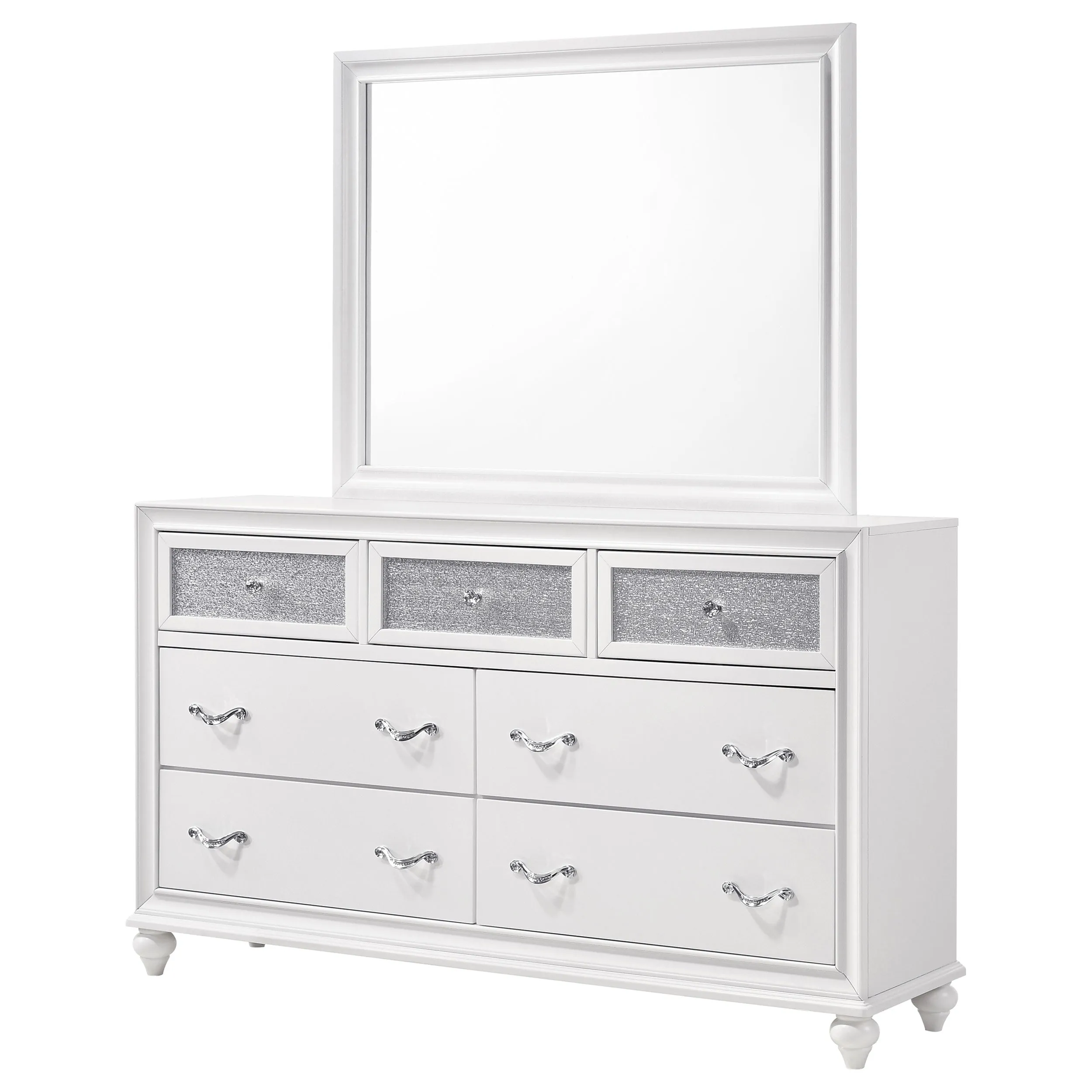 Barzini White Dresser and Mirror