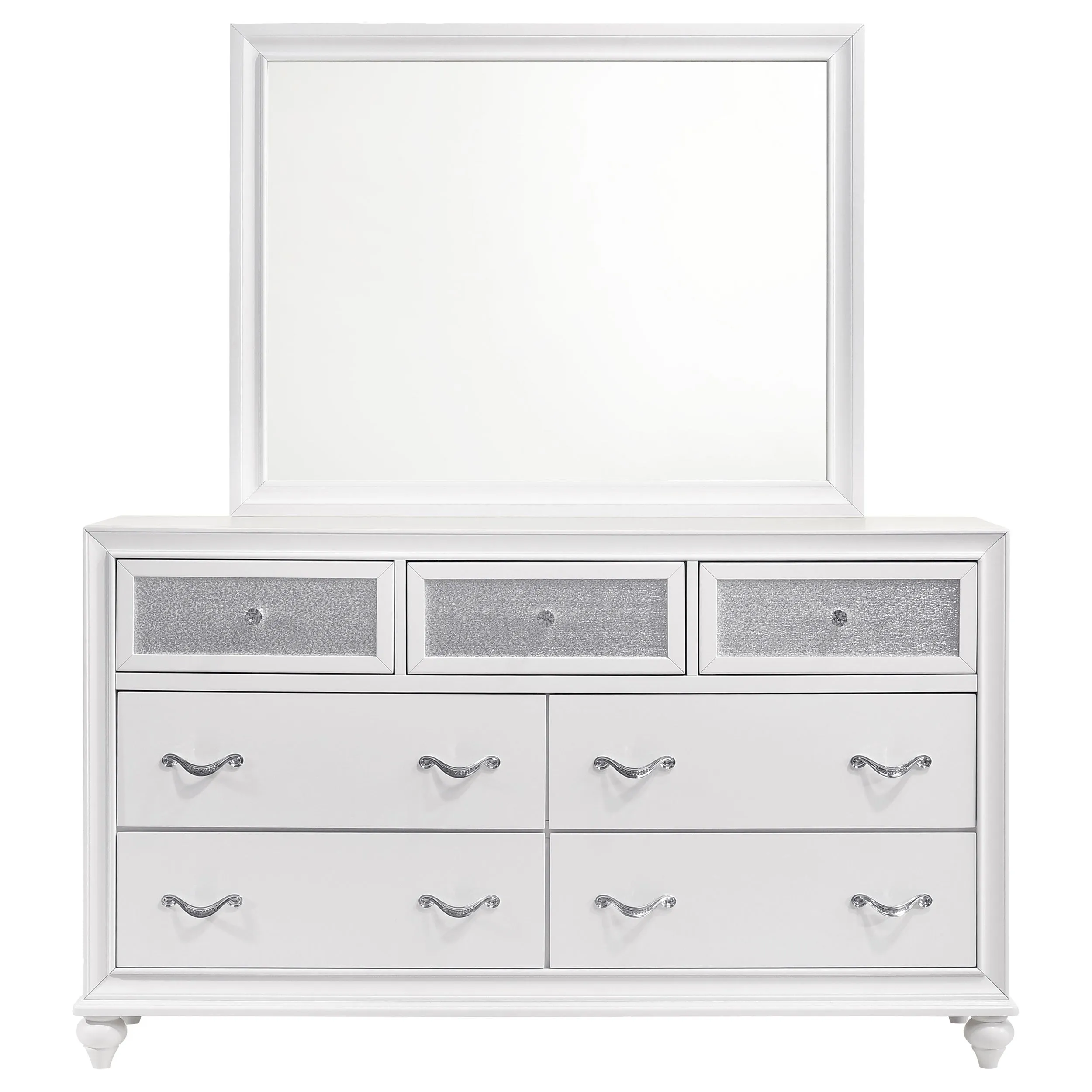 Barzini White Dresser and Mirror