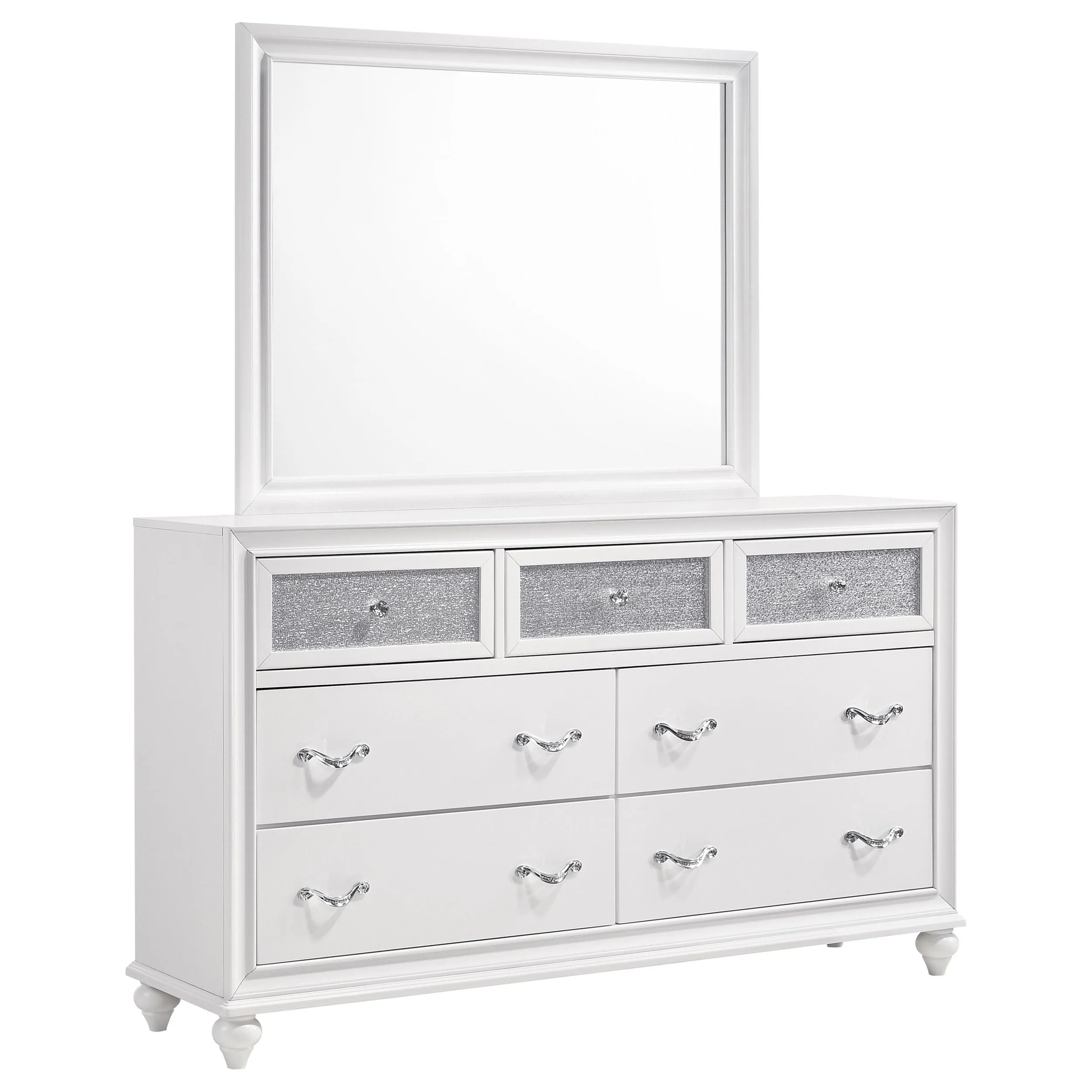 Barzini White Dresser and Mirror