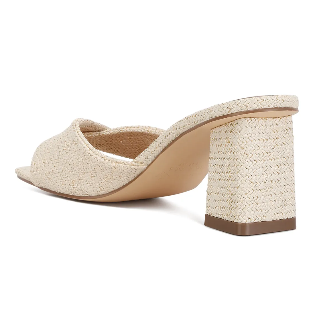 Beige Mid Block Heeled Sandal