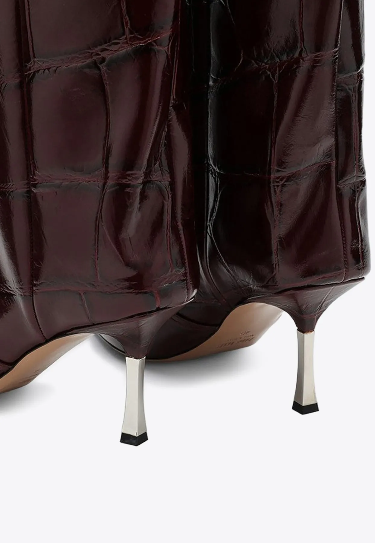 Bettina 80 Knee-High Boots in Croc-Embossed Leather