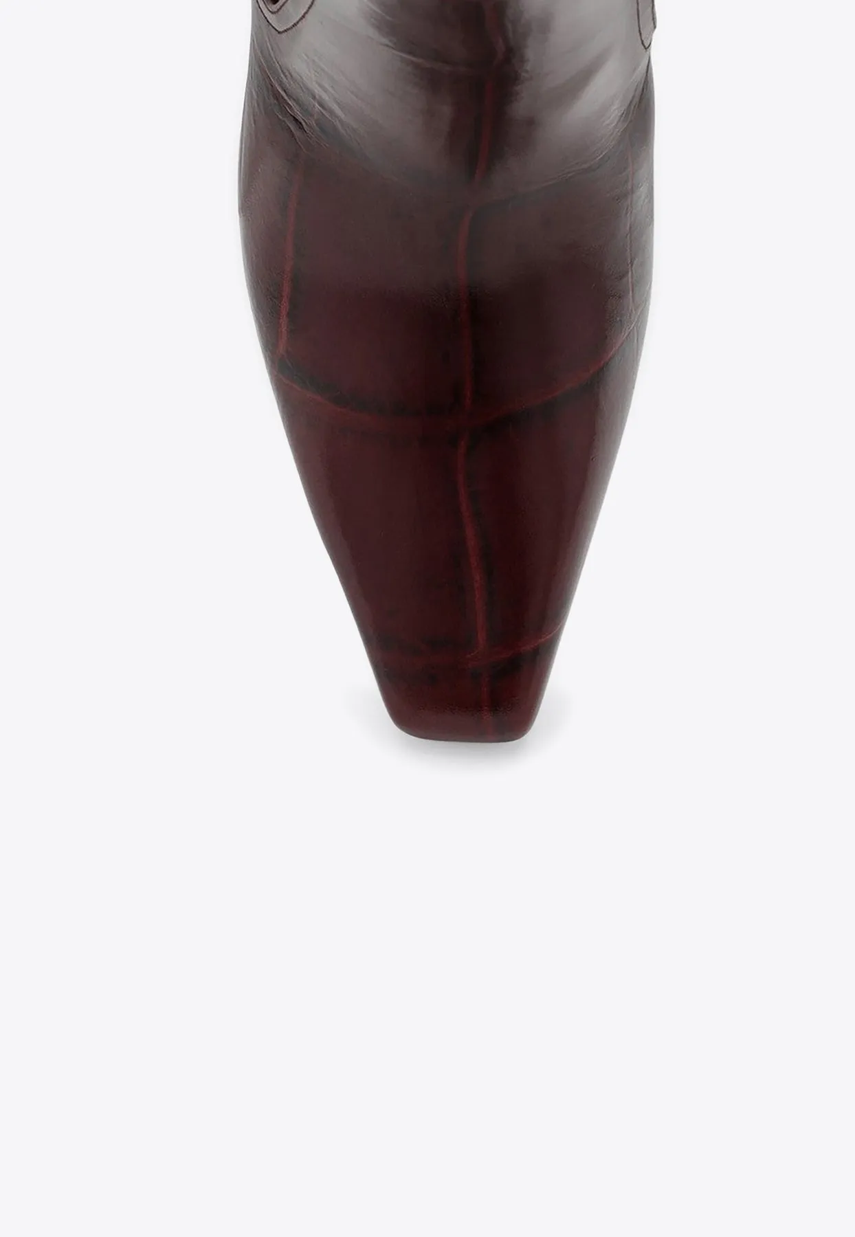 Bettina 80 Knee-High Boots in Croc-Embossed Leather