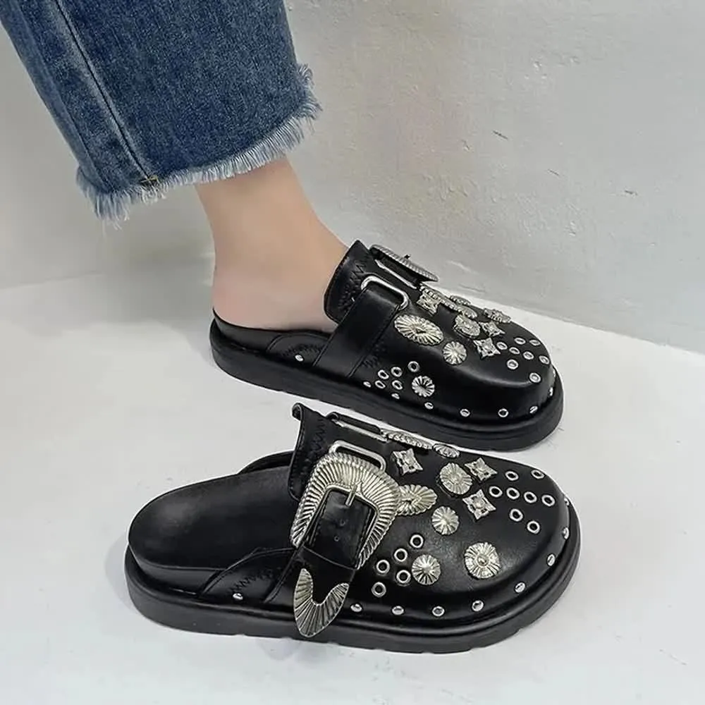 Black Gothic Punk Studded Clogs
