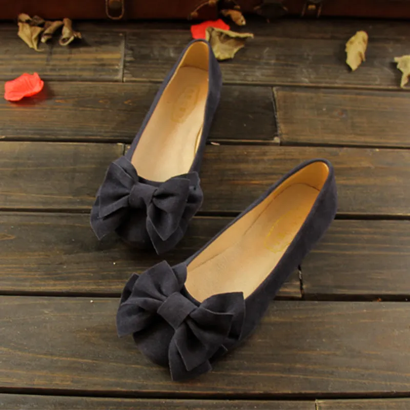 Black Stylish Bow Flat Shoes