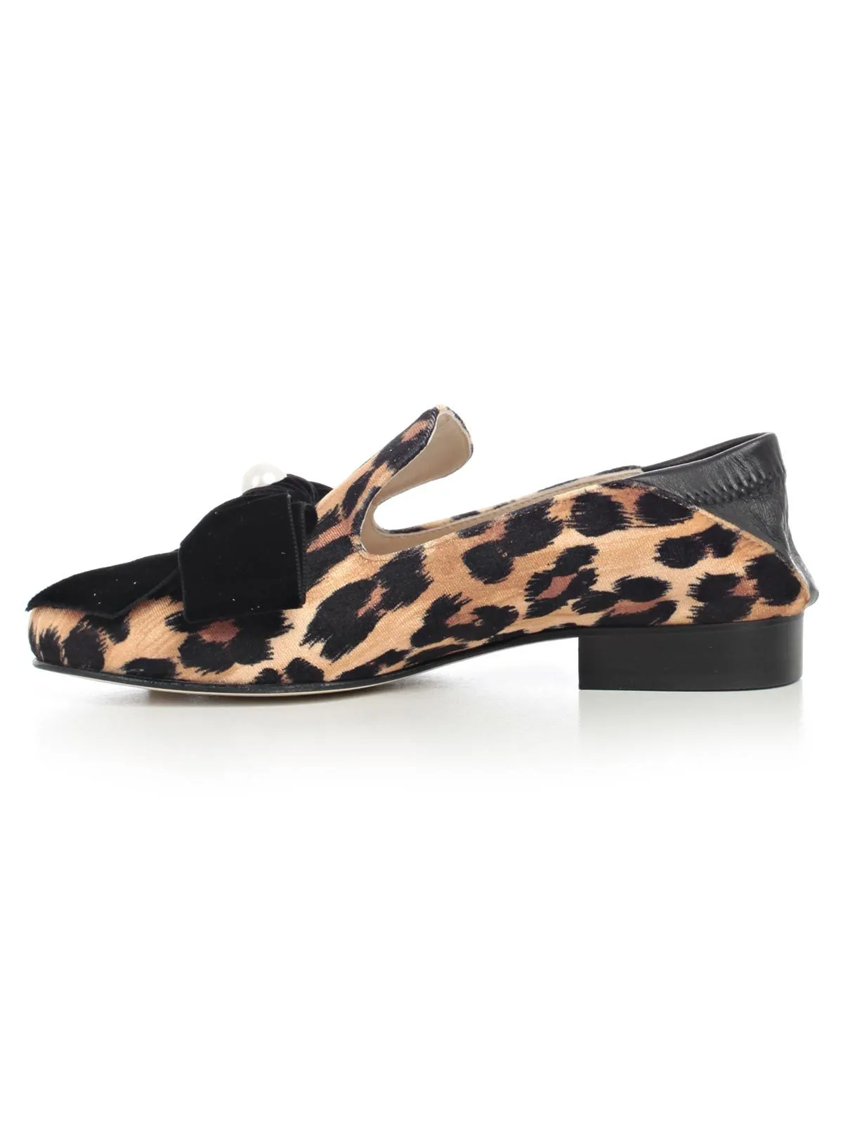 Blugirl Leopard Print Velvet Bow Slip On Shoes