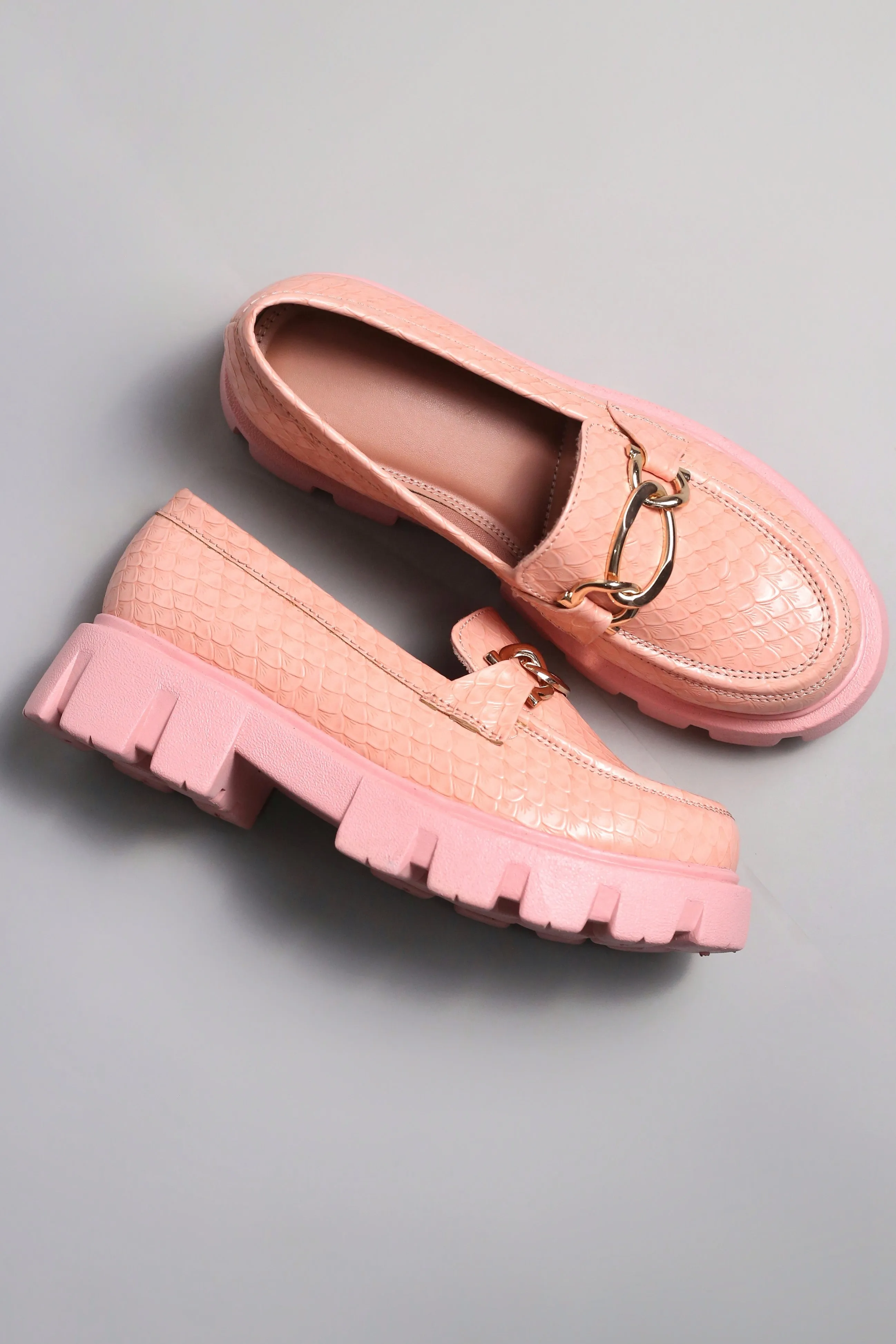Brauch Pink Patterned Embellished Loafer Shoe