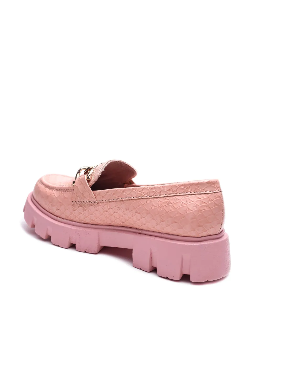 Brauch Pink Patterned Embellished Loafer Shoe