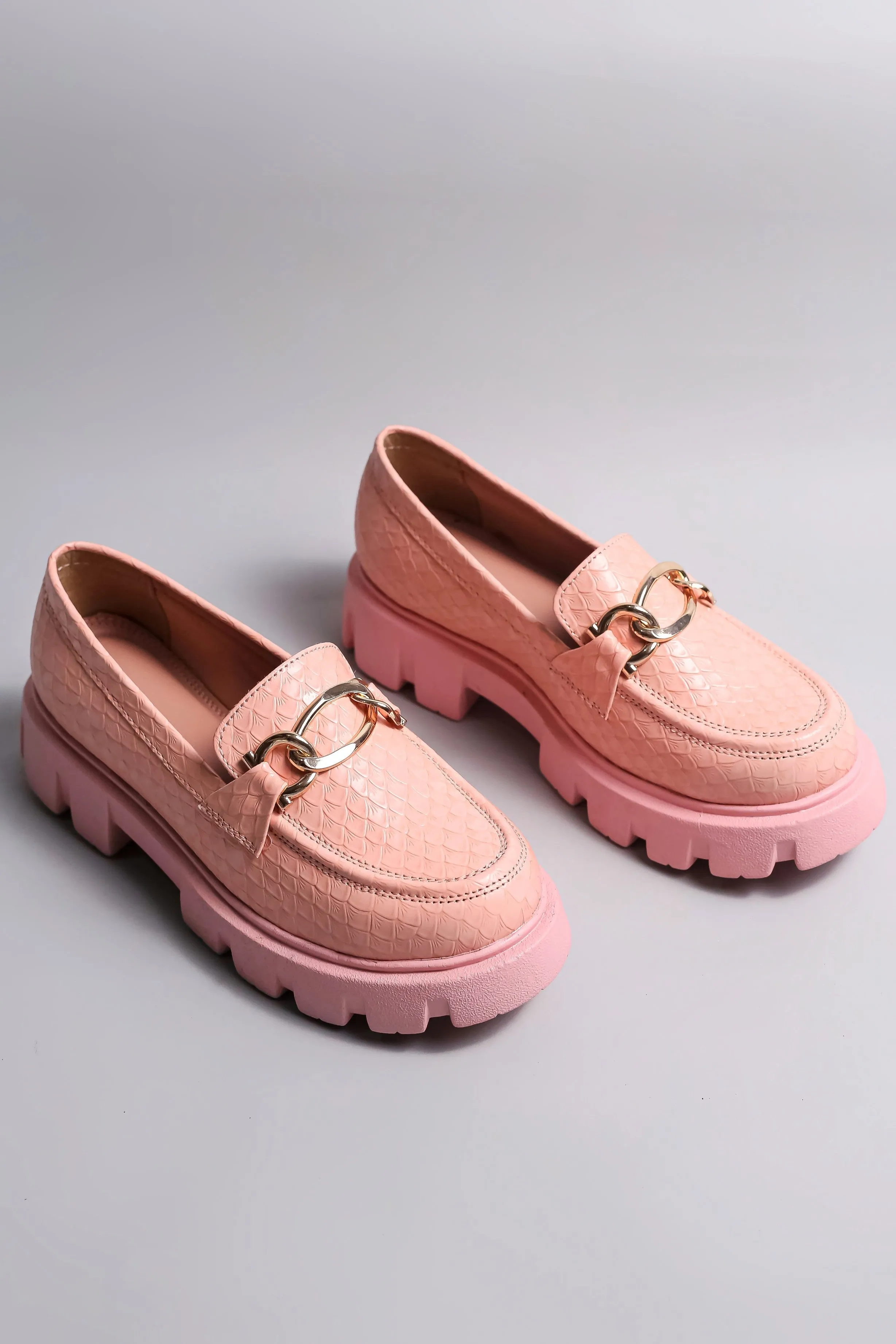 Brauch Pink Patterned Embellished Loafer Shoe
