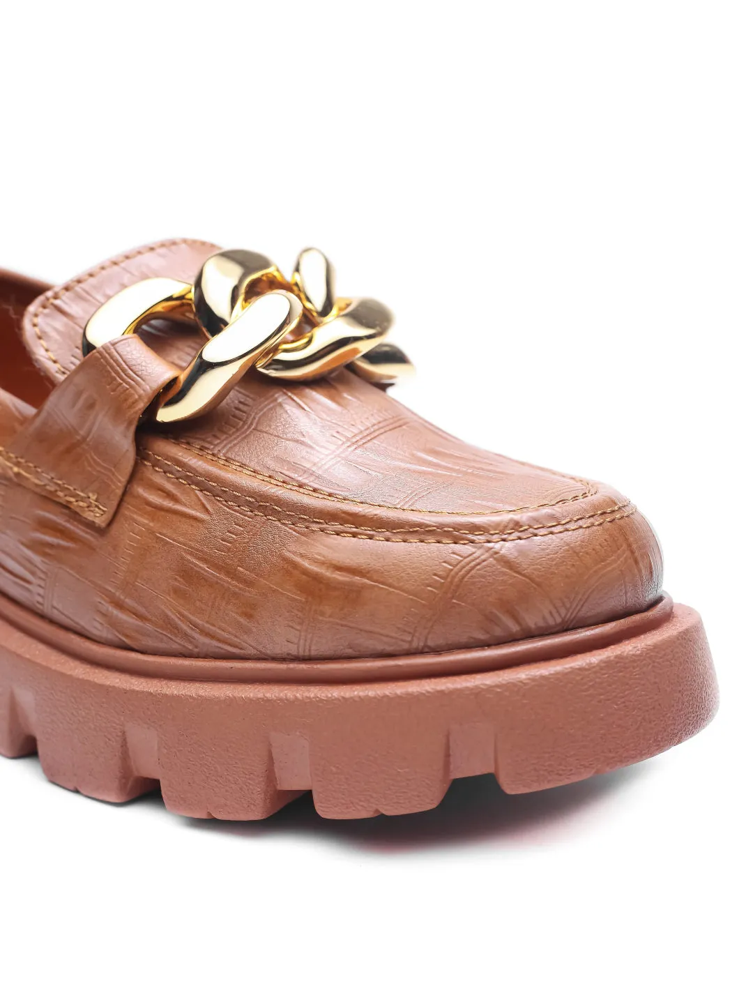 Brauch Tan Patterned Embellished Loafer Shoe