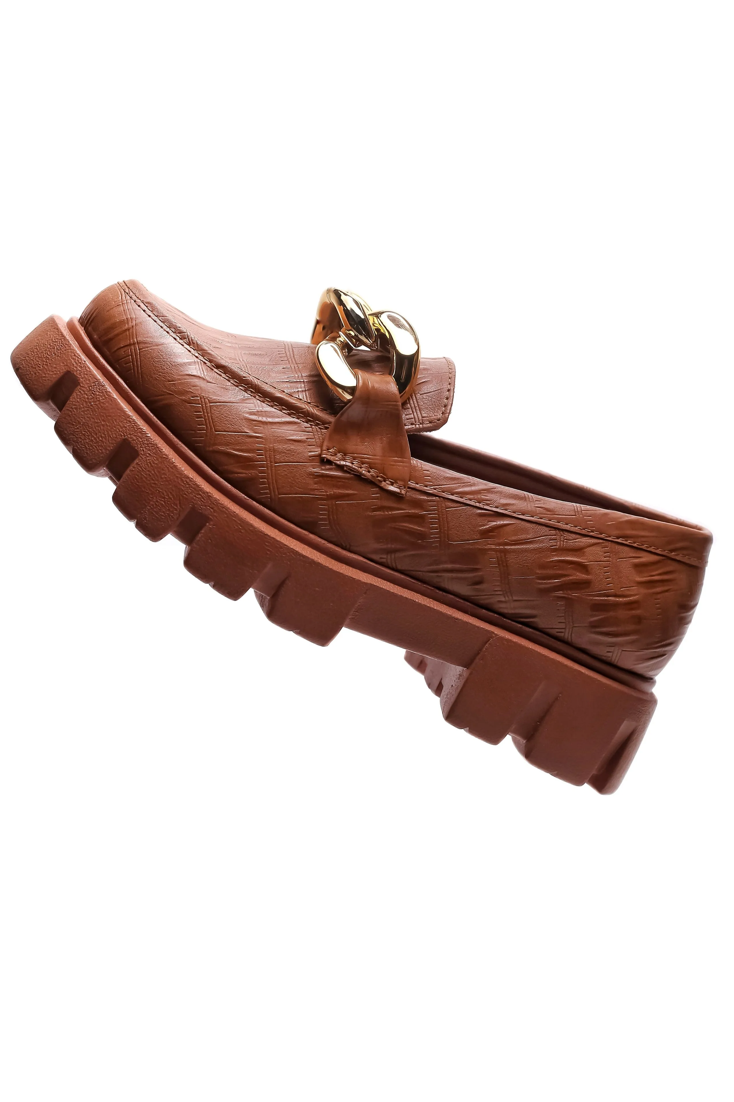 Brauch Tan Patterned Embellished Loafer Shoe