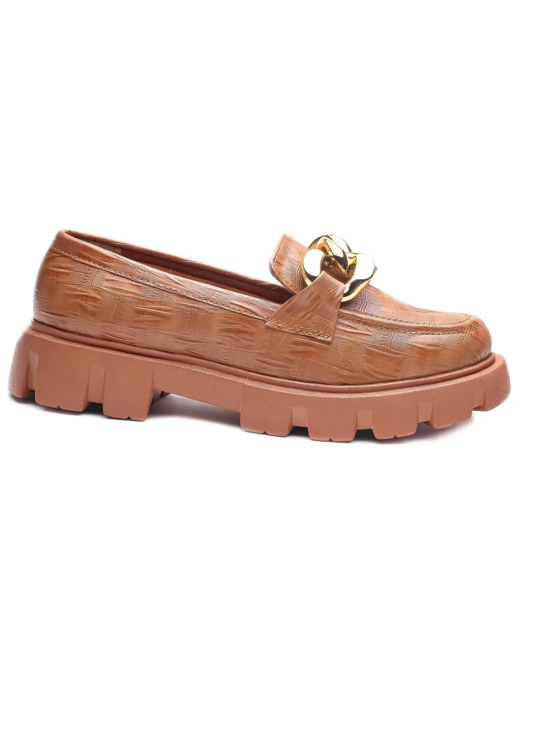 Brauch Tan Patterned Embellished Loafer Shoe