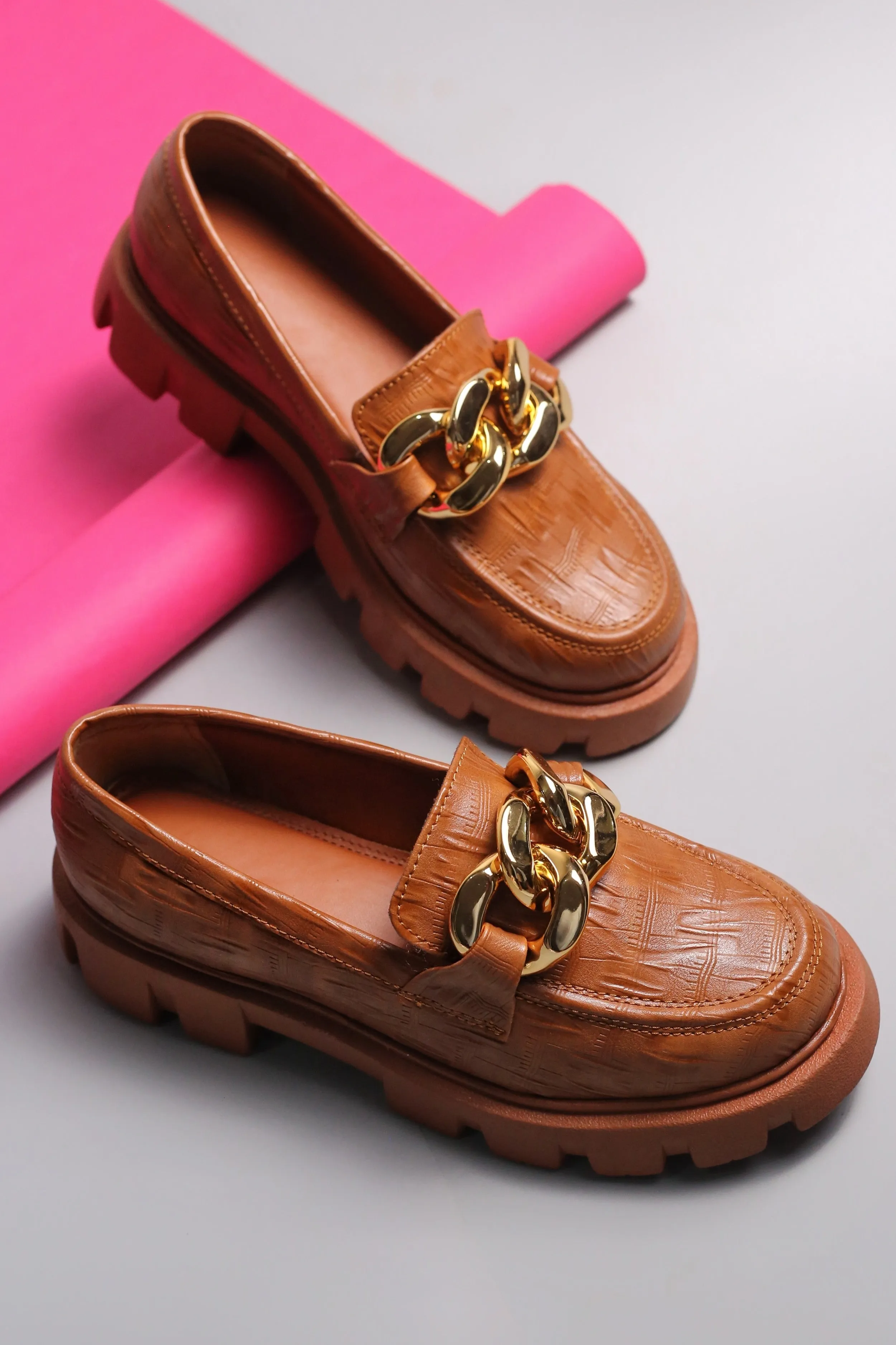 Brauch Tan Patterned Embellished Loafer Shoe