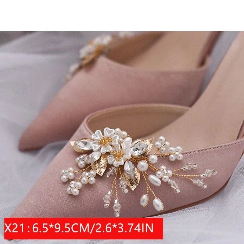 Bridal Rhinestone Footwear Clips - Luxurious Wedding Accessories for Elegant Shoes