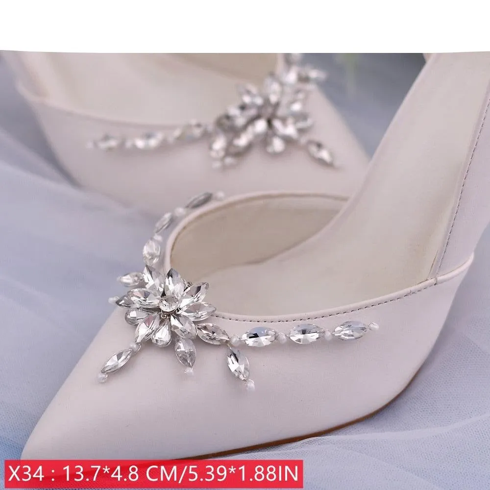 Bridal Rhinestone Footwear Clips - Luxurious Wedding Accessories for Elegant Shoes