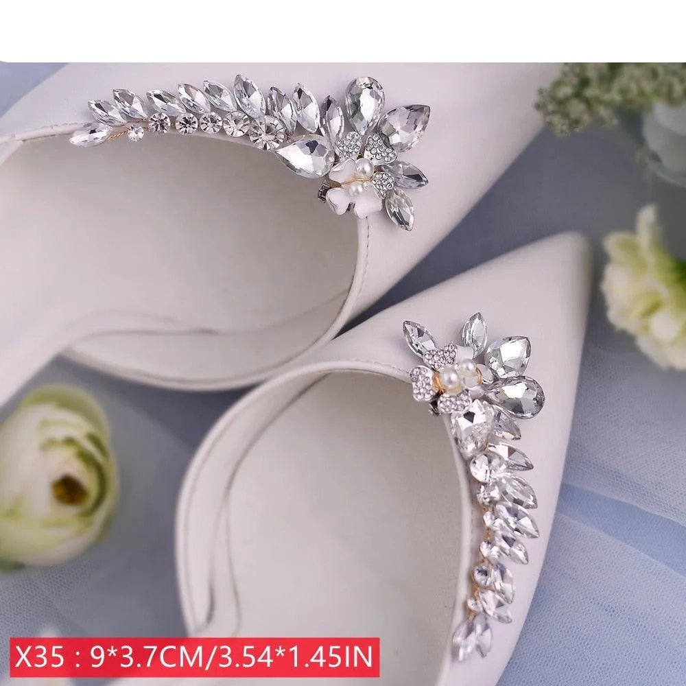 Bridal Rhinestone Footwear Clips - Luxurious Wedding Accessories for Elegant Shoes