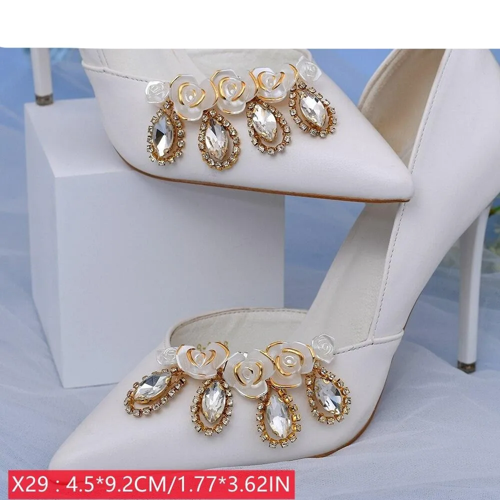 Bridal Rhinestone Footwear Clips - Luxurious Wedding Accessories for Elegant Shoes