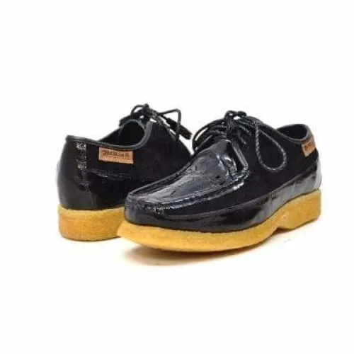 British Walkers Crown Croc Men's Black Crocodile Leather and Suede Crepe Sole Limited Edition Style