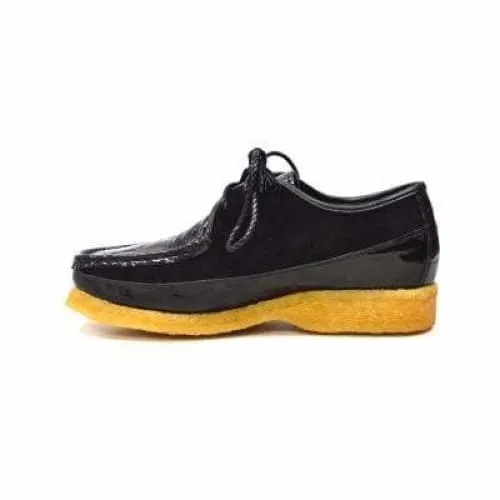 British Walkers Crown Croc Men's Black Crocodile Leather and Suede Crepe Sole Limited Edition Style