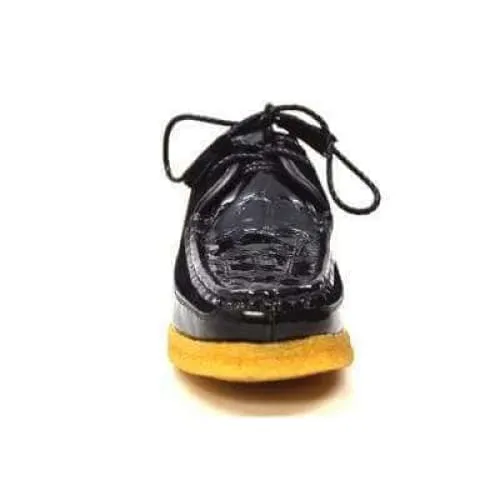 British Walkers Crown Croc Men's Black Crocodile Leather and Suede Crepe Sole Limited Edition Style