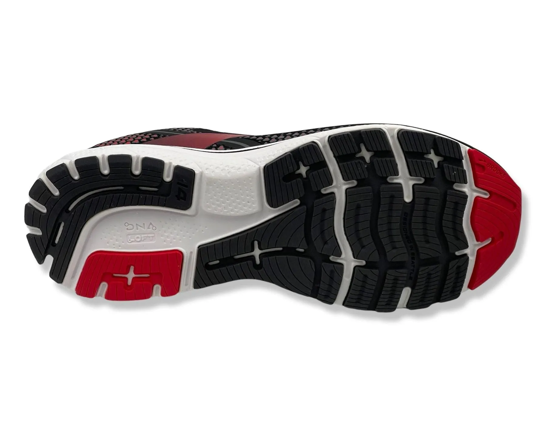 Brooks Ghost 14 Wide Running Sneakers In Black & Red For Men