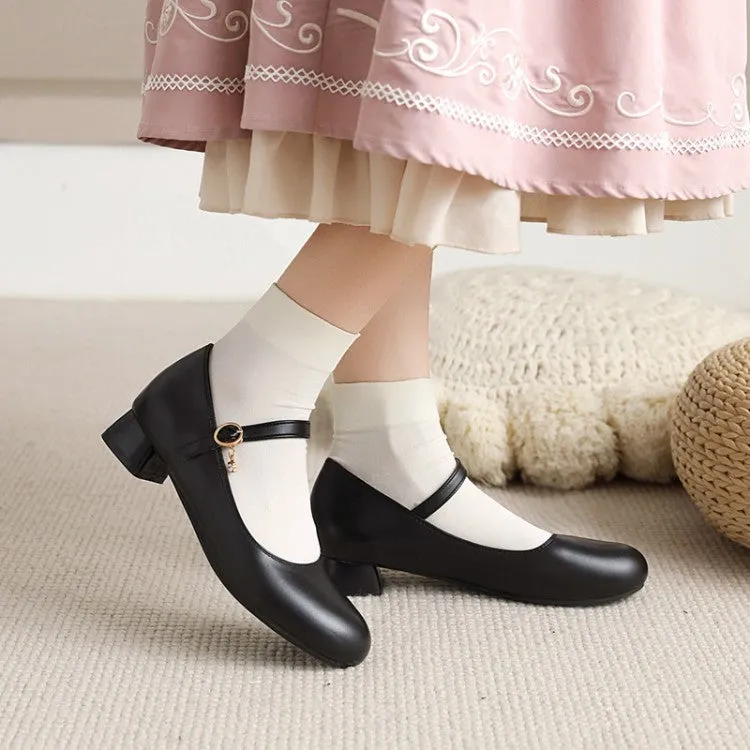 Buckle Strap Mary Janes Low Heels Women's Pumps