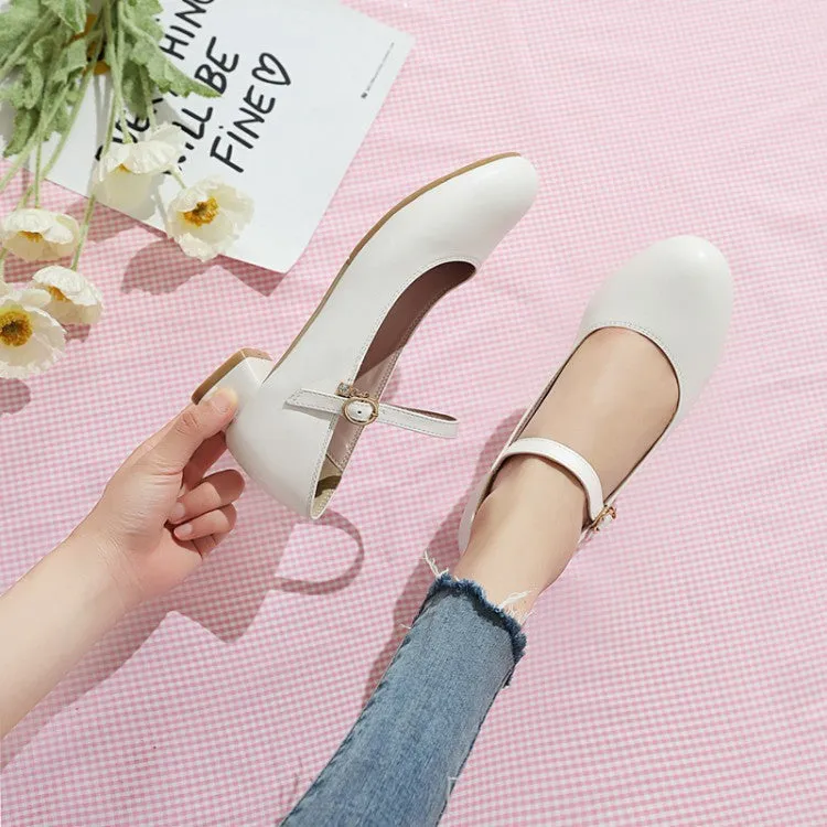 Buckle Strap Mary Janes Low Heels Women's Pumps