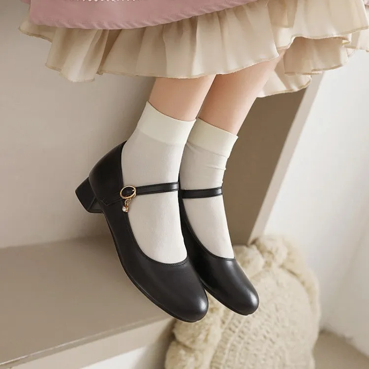 Buckle Strap Mary Janes Low Heels Women's Pumps