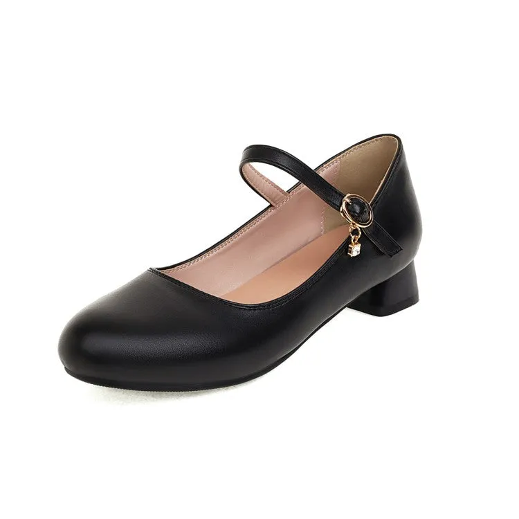 Buckle Strap Mary Janes Low Heels Women's Pumps