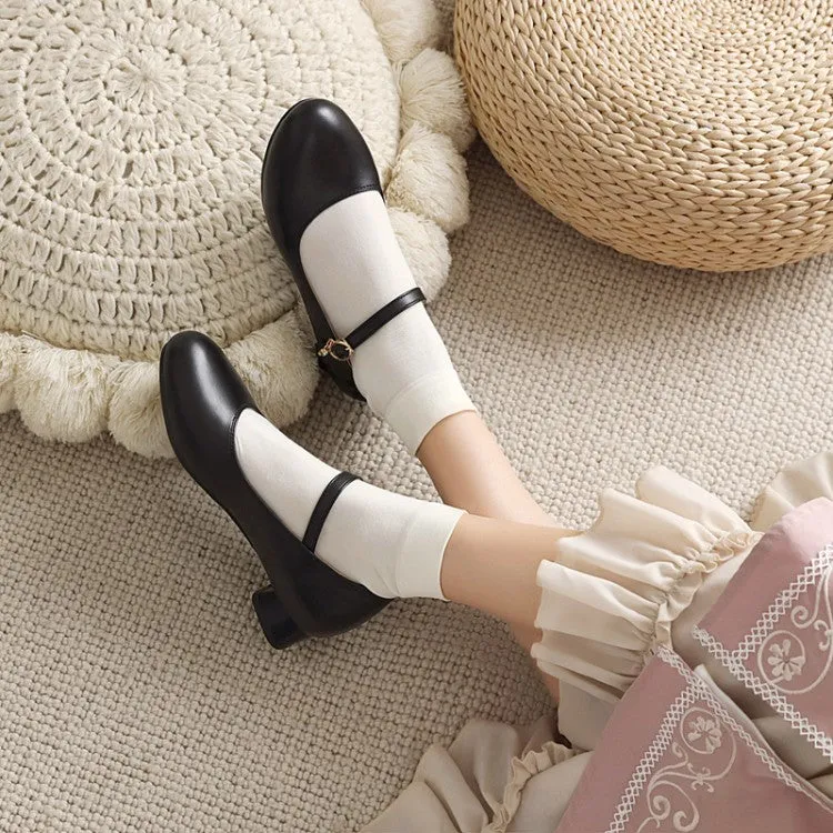 Buckle Strap Mary Janes Low Heels Women's Pumps