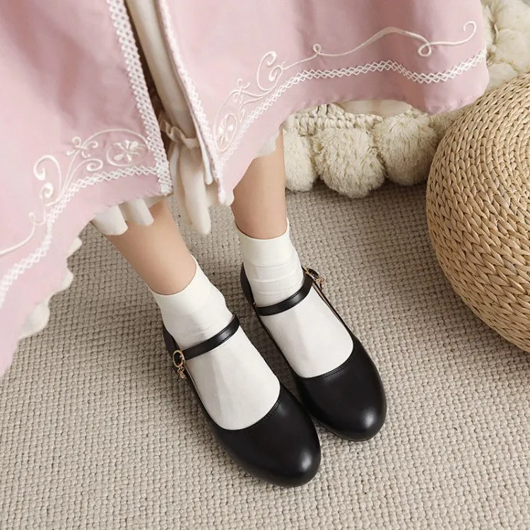 Buckle Strap Mary Janes Low Heels Women's Pumps