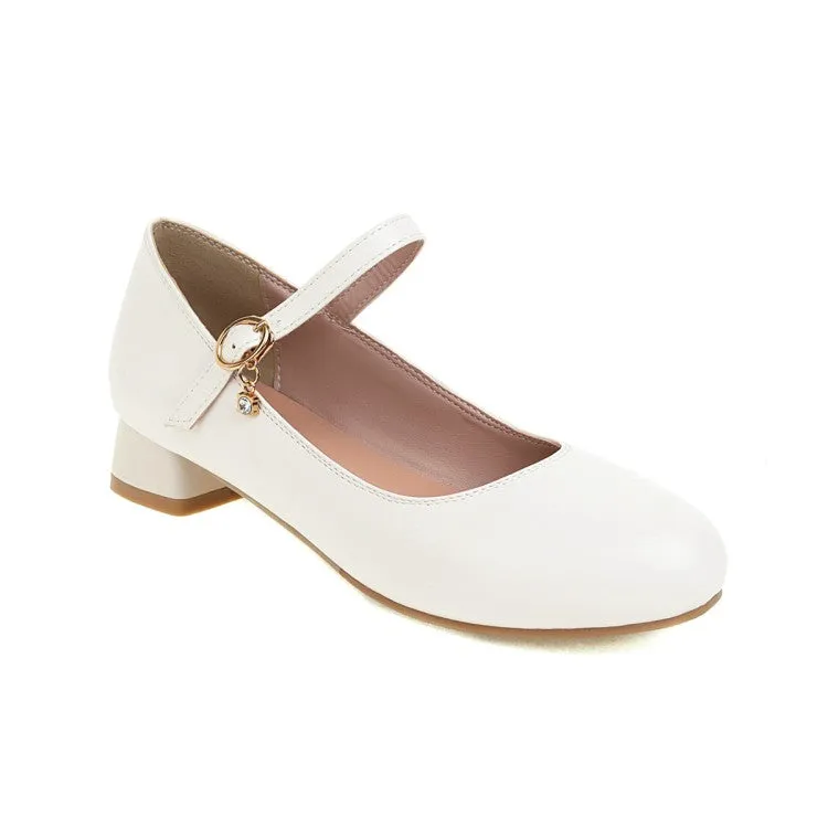 Buckle Strap Mary Janes Low Heels Women's Pumps