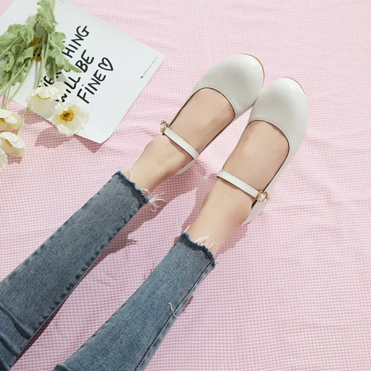 Buckle Strap Mary Janes Low Heels Women's Pumps